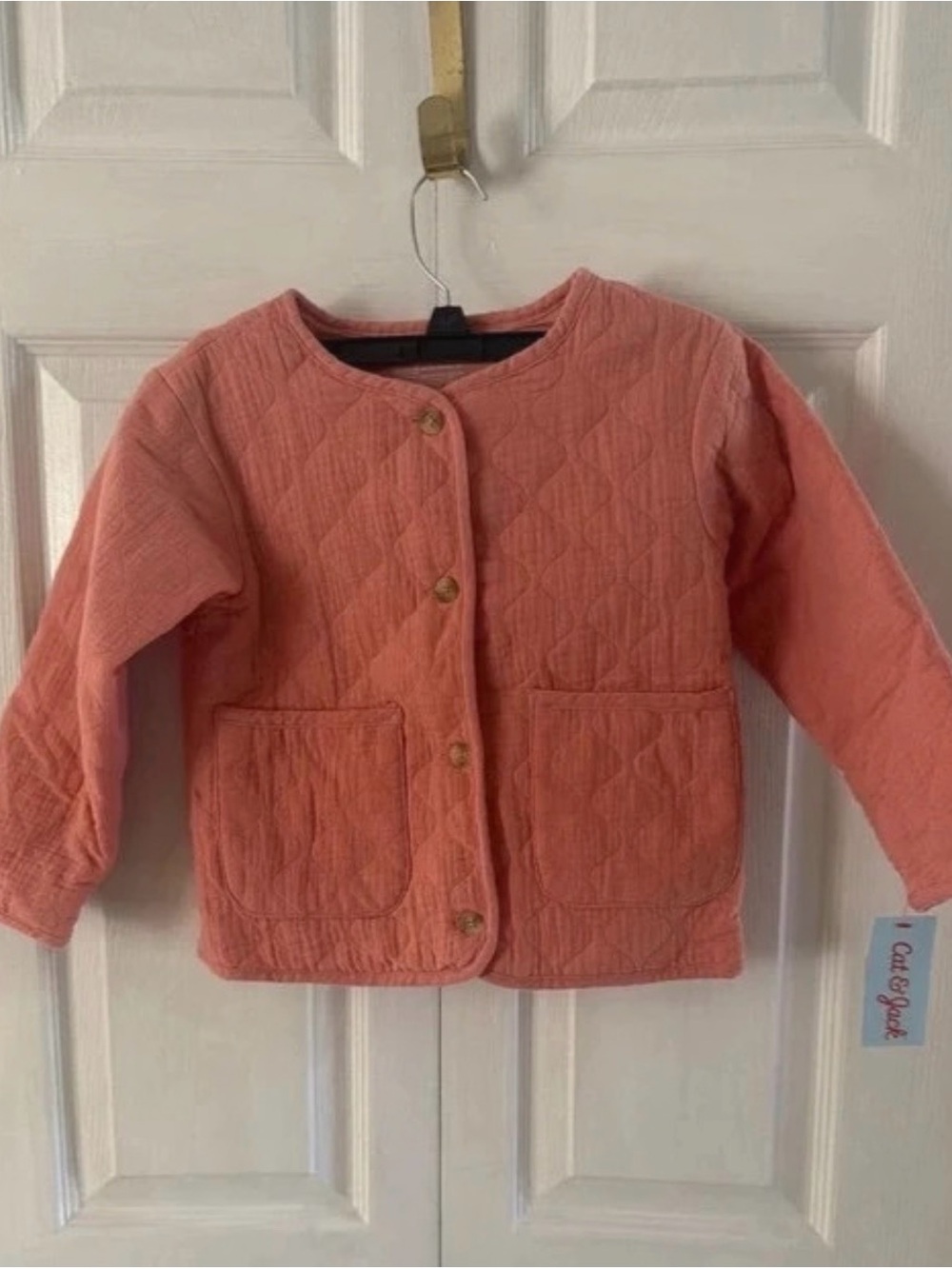 Cat & Jack Coral Quilted Button-Front Jacket